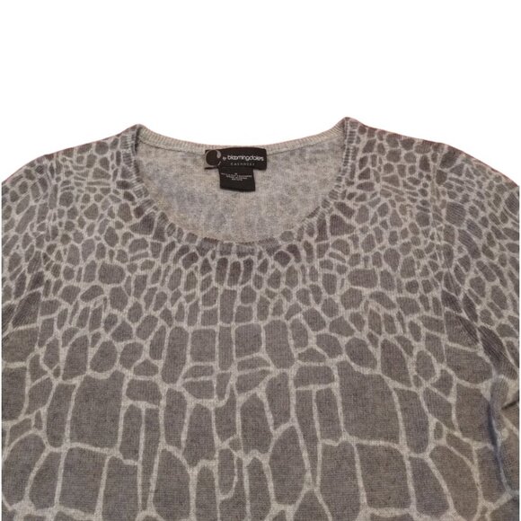 C by Bloomingdale's Cashmere Abstract Print Short Sleeve Sweater Top Size M Gray - Picture 3 of 4